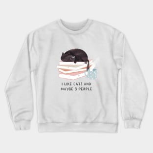 I like cats and maybe 3 people Crewneck Sweatshirt